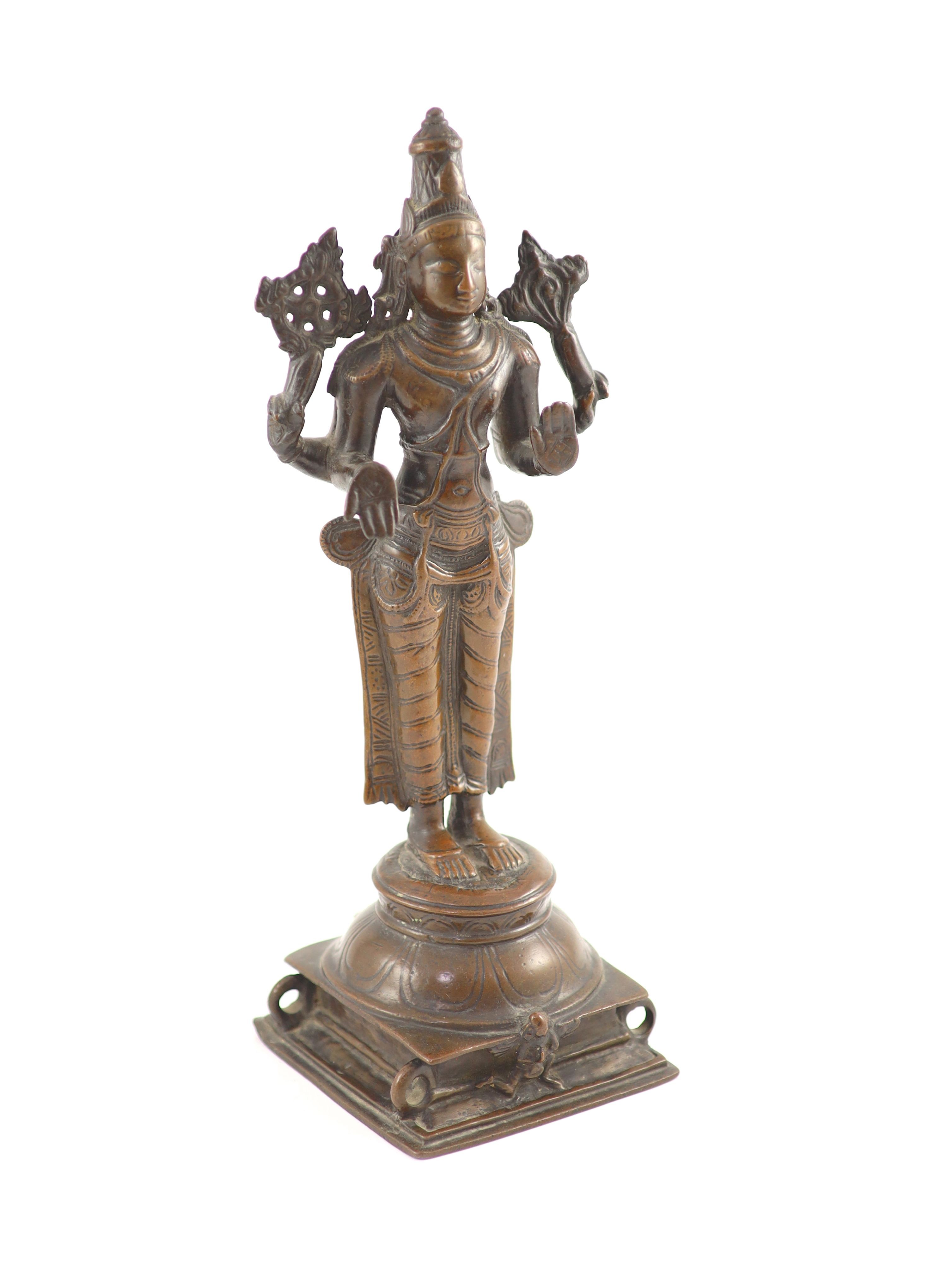 A tall Indian bronze figure of the Hindu deity Shiva Chandrashekhara, 18th/19th century, 72 cm high